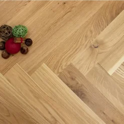 Natural Engineered Flooring Oak Click Herringbone Native Light Brushed Uv Lacquered 12/3mm By 120mm By 600mm