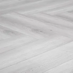 Supremo Diamond Luxury Click Vinyl Rigid Core Herringbone Flooring Bianca With Built In Underlay 8mm By 127mm By 610mm