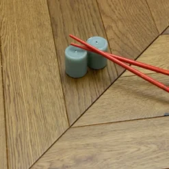 Prime Engineered Flooring Oak Chevron Light Smoked Brushed UV Oiled 14/3mm By 90mm By 510mm