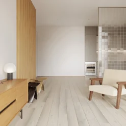 Natural Engineered Flooring Oak Double White Brushed UV Lacquered 14/3mm By 190mm By 1900mm