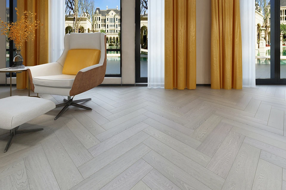 Prime Engineered Flooring Oak Herringbone Silver Stone Brushed Uv Matt Lacquered 14/3mm By 120mm By 600mm 4 Prime Engineered Flooring Oak Herringbone Silver Stone Brushed Uv Matt Lacquered 14/3mm By 120mm By 600mm - Image 2