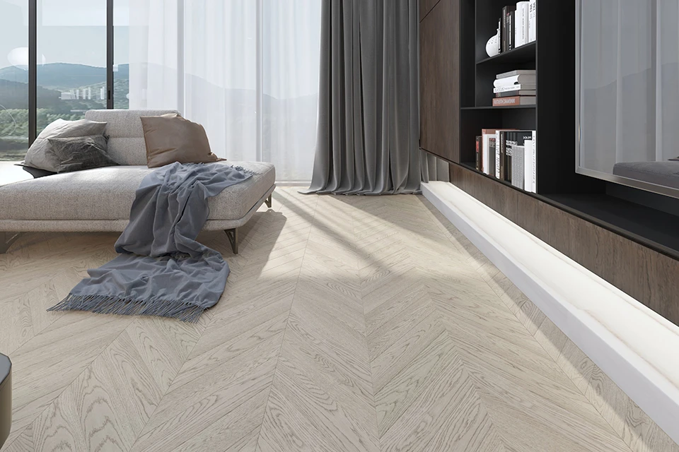 Prime Engineered Flooring Oak Chevron Silver Stone Brushed Uv Lacquered 14/3mm By 90mm By 510mm 5 Prime Engineered Flooring Oak Chevron Silver Stone Brushed Uv Lacquered 14/3mm By 90mm By 510mm - Image 3
