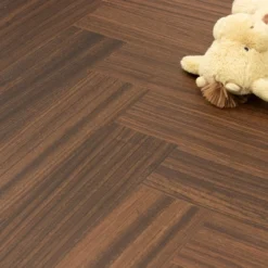 Prime Engineered Flooring African Walnut Herringbone Brushed Matt UV Lacquered 14/3mm By 97mm By 790mm