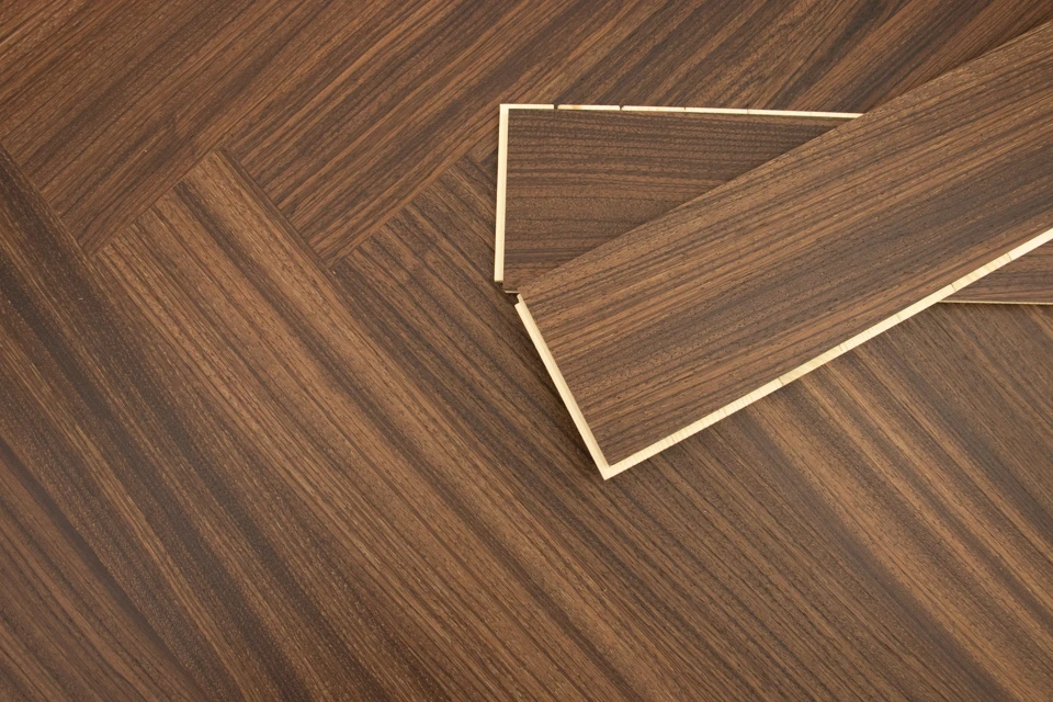 Prime Engineered Flooring African Walnut Herringbone Brushed Matt UV Lacquered 14/3mm By 97mm By 582mm 7 Prime Engineered Flooring African Walnut Herringbone Brushed Matt UV Lacquered 14/3mm By 97mm By 582mm - Image 5