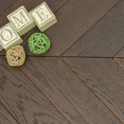 Natural Engineered Flooring Oak Chevron Black Tea Light Brushed UV Oiled 15/4mm By 90mm By 600mm