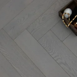 Natural Engineered Flooring Oak Herringbone Slate Grey Brushed UV Lacquered 15/4mm By 90mm By 600mm