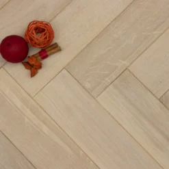 Natural Engineered Flooring Oak Herringbone White UV Oiled 14/3mm By 90mm By 450mm