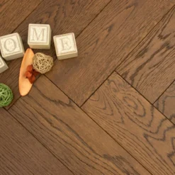 Rustic Engineered Flooring Oak Herringbone Coffee Brushed UV Lacquered 14/3mm By 125mm By 600mm