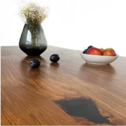 European Oak Dining Room Table Top LiVe Edge UV Lacquered (with Resin) 35mm By 1020mm By 1520mm -Wooden Flooring Elegant Shop oak table with resin 1 1