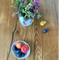 European Oak Dining Room Table Top LiVe Edge UV Lacquered (with Resin) 35mm By 1020mm By 1520mm -Wooden Flooring Elegant Shop oak table with resin 2 1