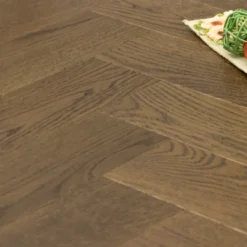Prime Engineered Flooring Oak Herringbone Coffee Brushed UV Oiled 14/3mm By 98mm By 590mm