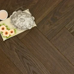 Prime Engineered Flooring Oak Herringbone Dark Smoked Brushed UV Oiled 14/3mm By 97mm By 790mm