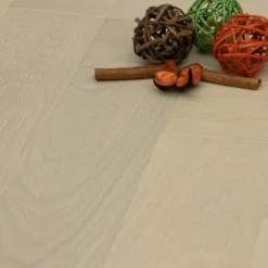 Prime Engineered Flooring Oak Herringbone Double White Brushed UV Lacquered 14/3mm By 98mm By 588mm
