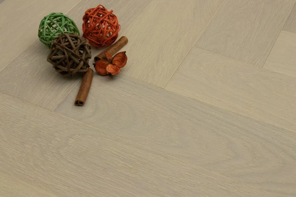 Prime Engineered Flooring Oak Herringbone Snow White Brushed Wax Oiled 14/3mm By 120mm By 600mm 4 Prime Engineered Flooring Oak Herringbone Snow White Brushed Wax Oiled 14/3mm By 120mm By 600mm - Image 2