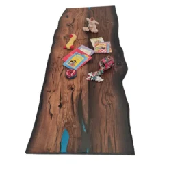 Bog Oak Dining Room Table Top Live Edge Hardwax Oiled (with Resin) 35mm By 940mm By 2540mm -Wooden Flooring Elegant Shop tb006 4