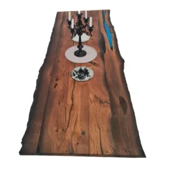 Bog Oak Dining Room Table Top Live Edge Hardwax Oiled (with Resin) 35mm By 930mm By 2600mm -Wooden Flooring Elegant Shop tb008 4