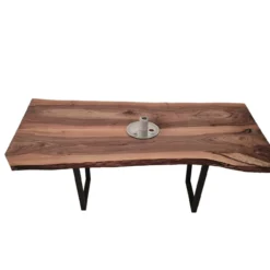 European Walnut Dining Room Table Top LiVe Edge UV Lacquered (with Resin) 38mm By 920mm By 1820mm