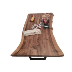 European Walnut Dining Room Table Top LiVe Edge UV Lacquered (with Resin) 35mm By 810mm By 1710mm -Wooden Flooring Elegant Shop tb032 3