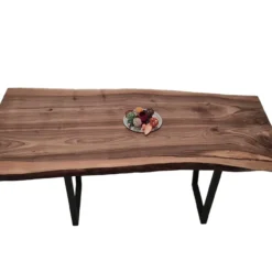 European Walnut Dining Room Table Top LiVe Edge UV Lacquered (with Resin) 35mm By 840mm By 1750mm