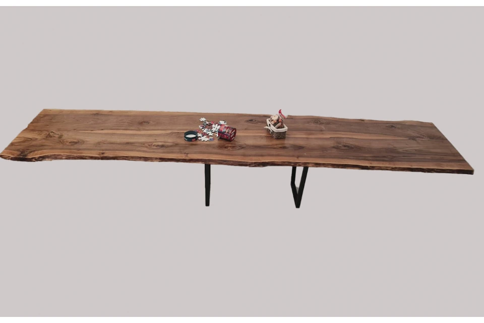 European Walnut Dining Room Table Top LiVe Edge UV Lacquered (with Resin) 38mm By 900mm By 4090mm 4 European Walnut Dining Room Table Top LiVe Edge UV Lacquered (with Resin) 38mm By 900mm By 4090mm - Image 2