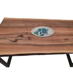 European Walnut Dining Room Table Top LiVe Edge UV Lacquered (with Resin) 35mm By 820mm By 920mm -Wooden Flooring Elegant Shop tb043 3