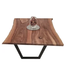 European Walnut Dining Room Table Top LiVe Edge UV Lacquered (with Resin) 38mm By 870mm By 1000mm -Wooden Flooring Elegant Shop tb048