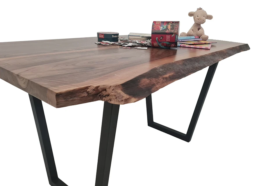 European Walnut Dining Room Table Top LiVe Edge UV Lacquered (with Resin) 35mm By 850mm By 1470mm 4 European Walnut Dining Room Table Top LiVe Edge UV Lacquered (with Resin) 35mm By 850mm By 1470mm - Image 2