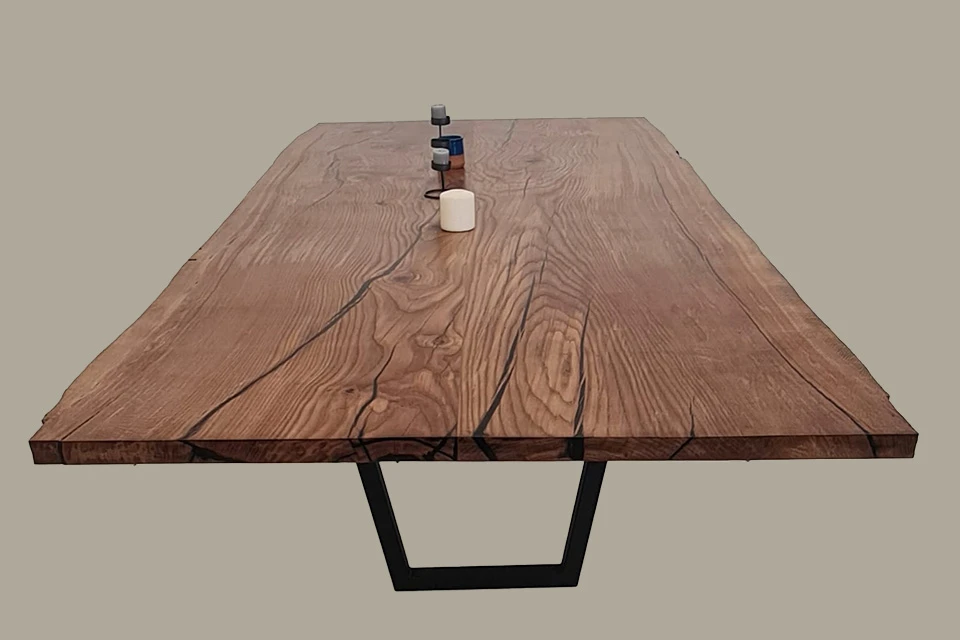 European Oak Dining Room Table Top LiVe Edge UV Lacquered (with Resin) 35mm By 1060mm By 2470mm 3 European Oak Dining Room Table Top LiVe Edge UV Lacquered (with Resin) 35mm By 1060mm By 2470mm