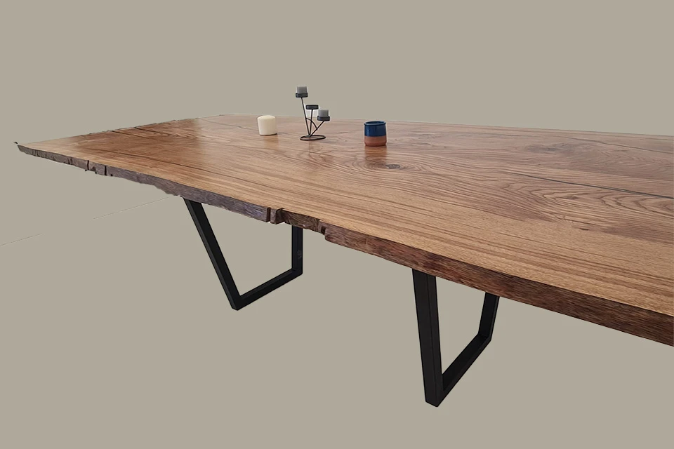 European Oak Dining Room Table Top LiVe Edge UV Lacquered (with Resin) 35mm By 1060mm By 2470mm 4 European Oak Dining Room Table Top LiVe Edge UV Lacquered (with Resin) 35mm By 1060mm By 2470mm - Image 2