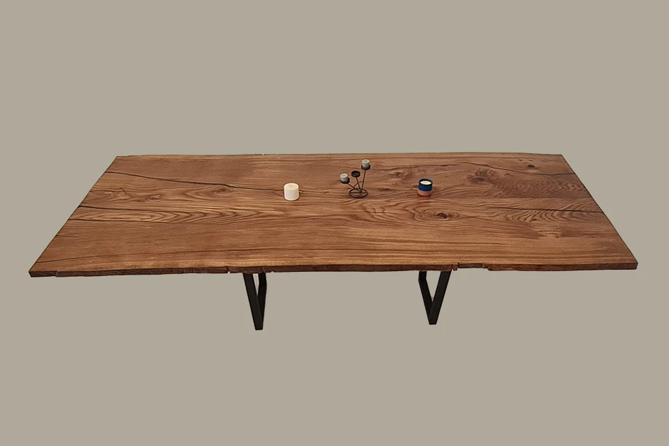 European Oak Dining Room Table Top LiVe Edge UV Lacquered (with Resin) 35mm By 1060mm By 2470mm 6 European Oak Dining Room Table Top LiVe Edge UV Lacquered (with Resin) 35mm By 1060mm By 2470mm - Image 4