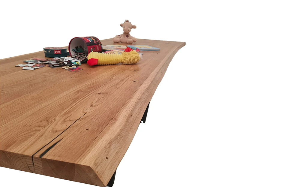 European Oak Dining Room Table Top LiVe Edge UV Lacquered (with Resin) 35mm By 830mm By 2540mm 5 European Oak Dining Room Table Top LiVe Edge UV Lacquered (with Resin) 35mm By 830mm By 2540mm - Image 3