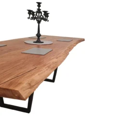 European Oak Dining Room Table Top LiVe Edge UV Lacquered (with Resin) 43mm By 1000mm By 2540mm -Wooden Flooring Elegant Shop tb088 3