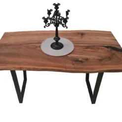 European Walnut Dining Room Table Top LiVe Edge UV Lacquered (with Resin) 35mm By 810mm By 1460mm