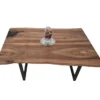 European Walnut Dining Room Table Top LiVe Edge UV Lacquered (with Resin) 35mm By 900mm By 1400mm
