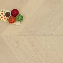 Natural Engineered Flooring Oak Chevron Vienna Brushed Uv Lacquered 12/2mm By 90mm By 600mm