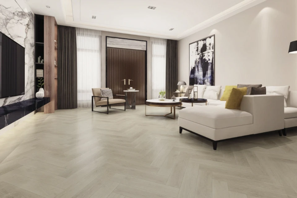 Supremo Luxury Click Vinyl Rigid Core Herringbone Flooring Pure White With Built In Underlay 6mm By 126mm By 630mm 3 Supremo Luxury Click Vinyl Rigid Core Herringbone Flooring Pure White With Built In Underlay 6mm By 126mm By 630mm
