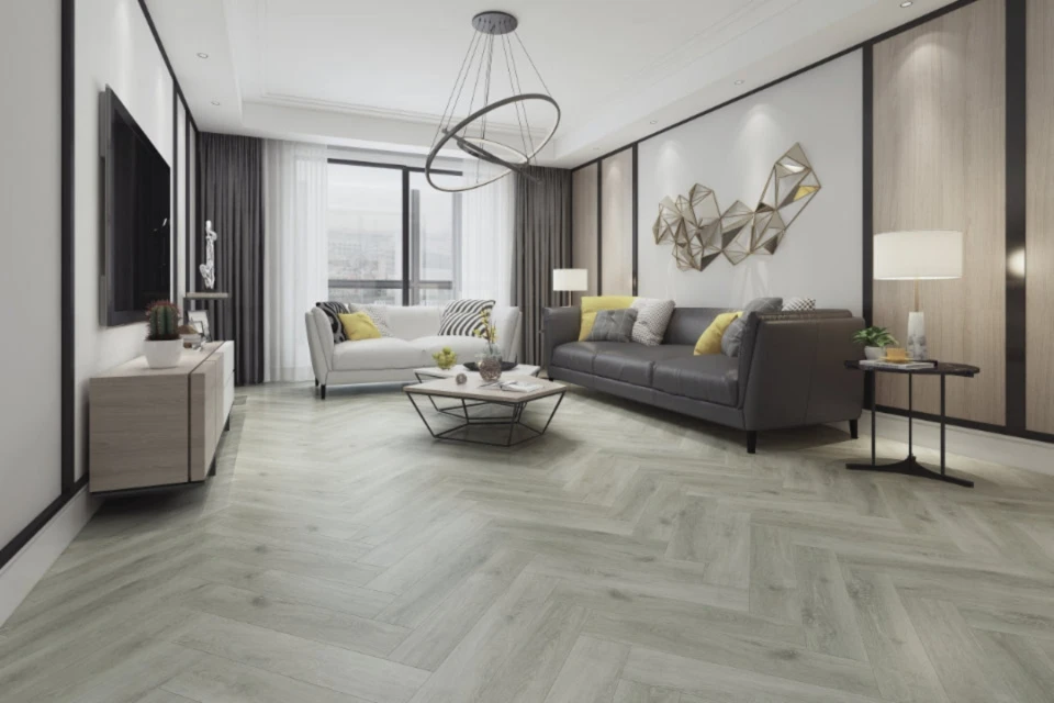 Supremo Luxury Click Vinyl Rigid Core Herringbone Flooring Autumn Grey With Built In Underlay 6mm By 126mm By 630mm 2 Supremo Luxury Click Vinyl Rigid Core Herringbone Flooring Autumn Grey With Built In Underlay 6mm By 126mm By 630mm