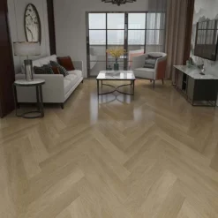 Supremo Luxury Click Vinyl Rigid Core Herringbone Flooring Oak With Built In Underlay 6mm By 127mm By 610mm